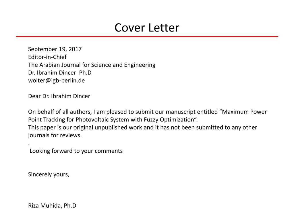 journal article cover letter template