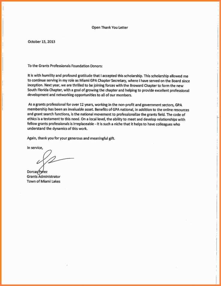 thank you letter for scholarship donor template