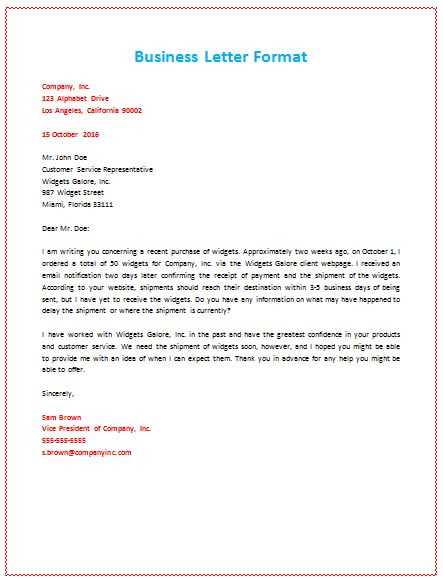 business letter word template