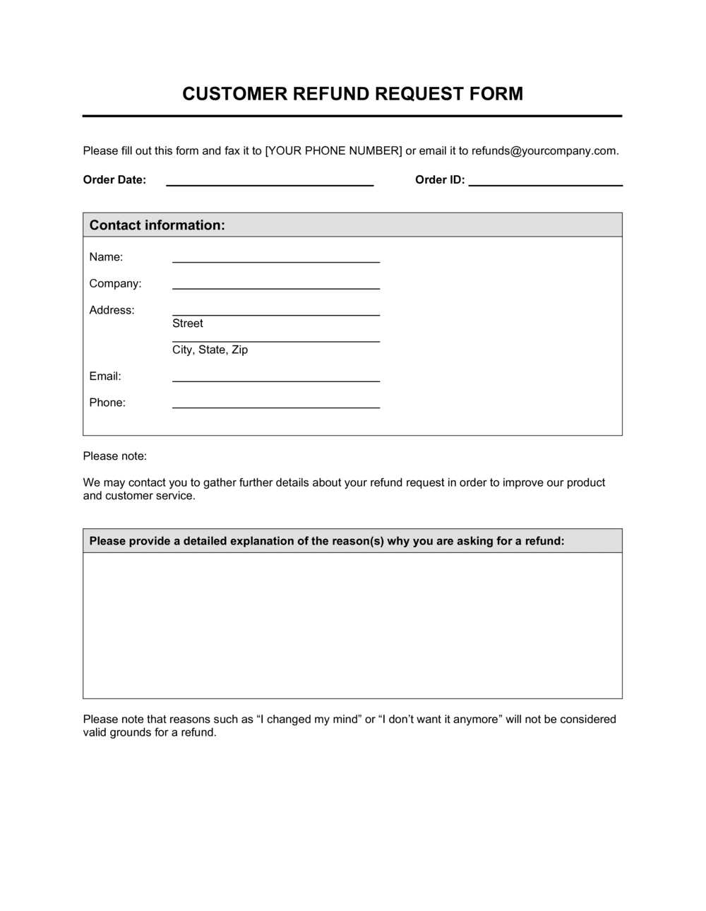 refund letter to patient template