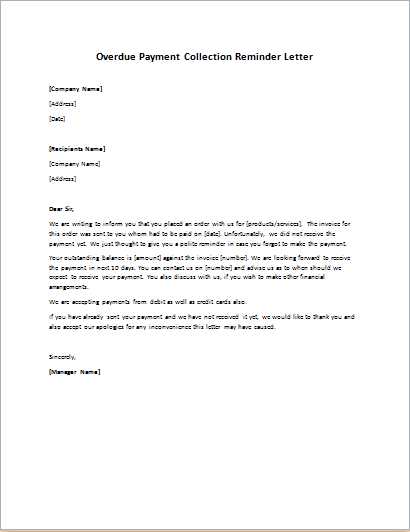 payment collection letter template