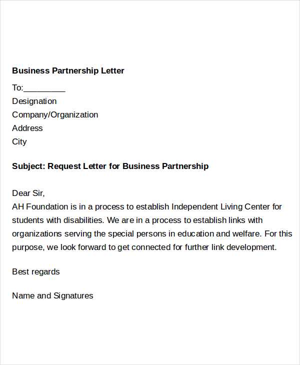 partnership letter template