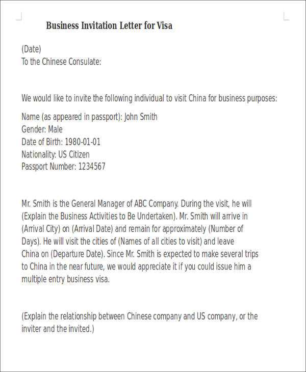 uk visa invitation letter template