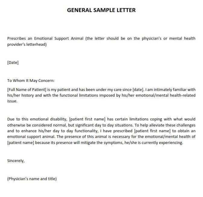 emotional support animal letter template pdf