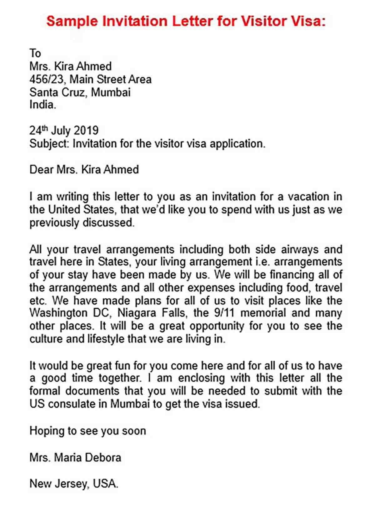 brazil visa invitation letter template