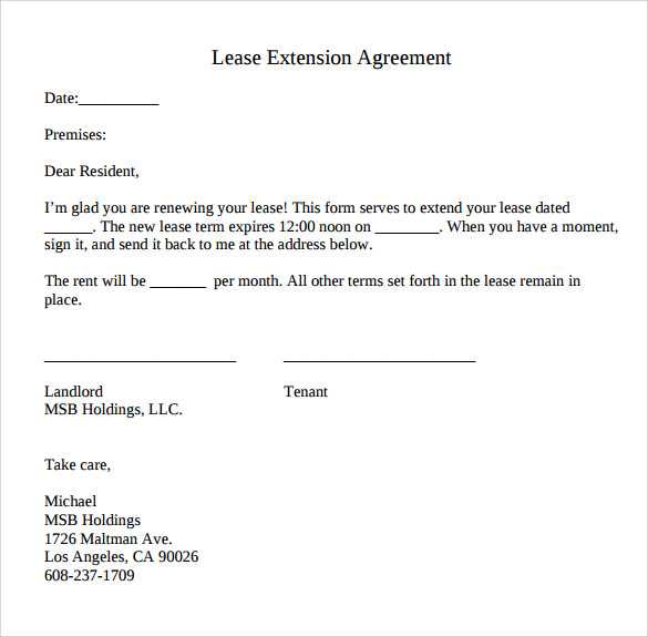 lease extension letter template