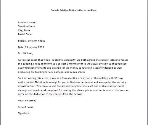 notice to vacate template letter