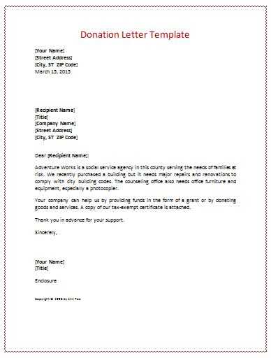 corporate donation letter template