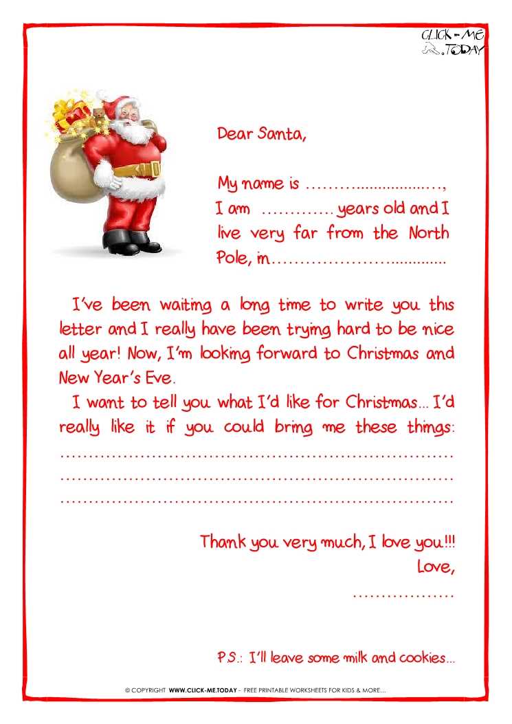 how to write a letter to santa template