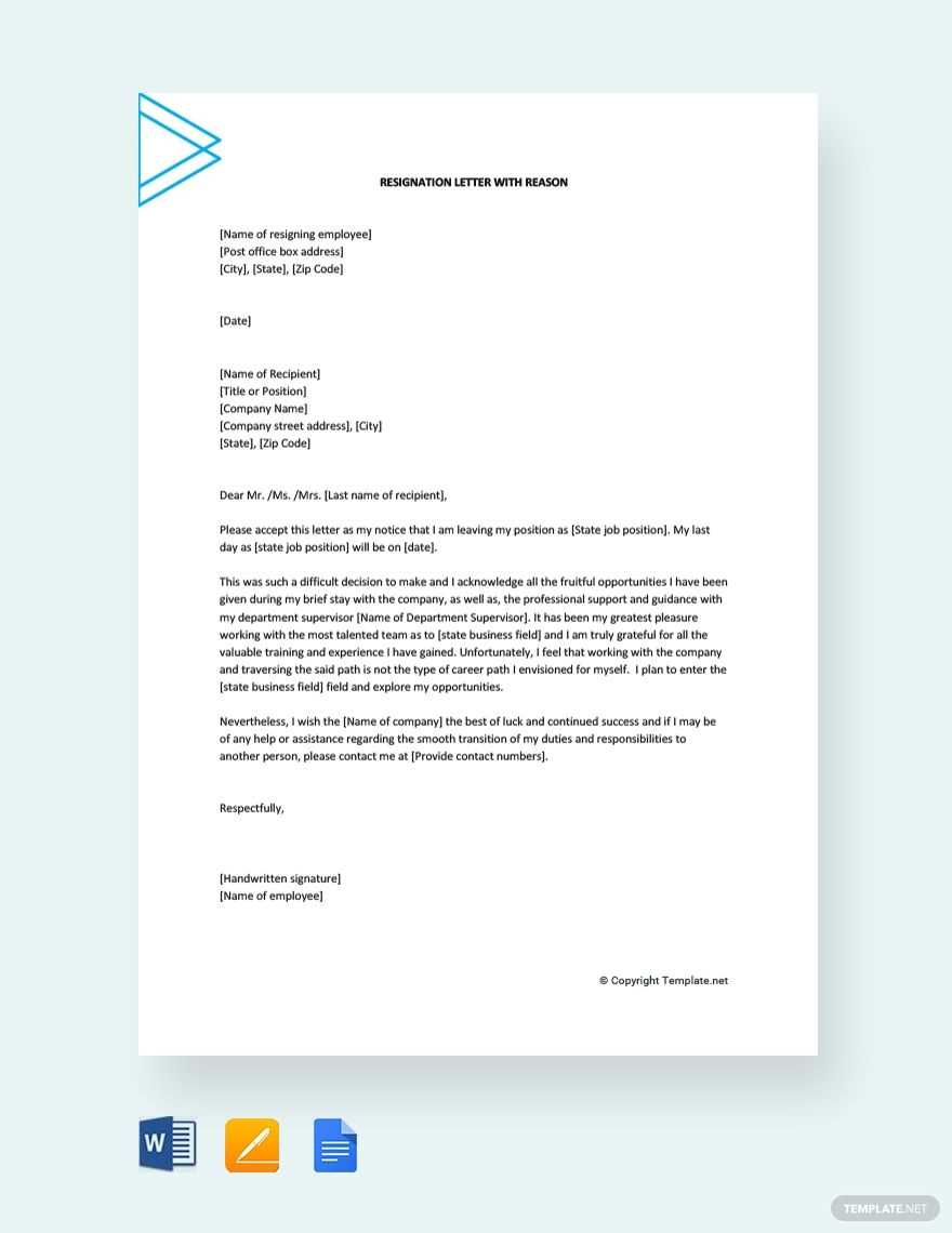 google doc resignation letter template