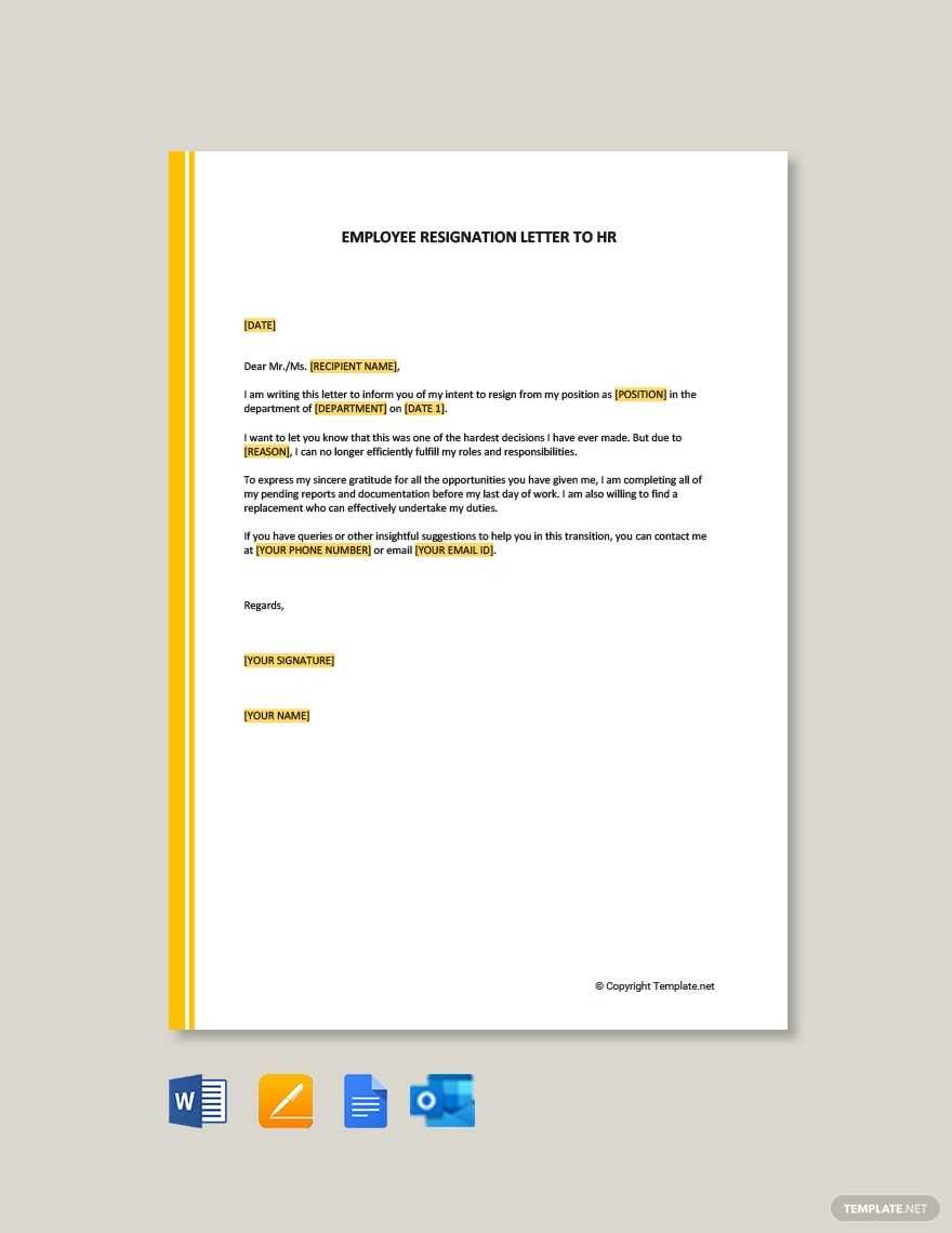 google doc resignation letter template