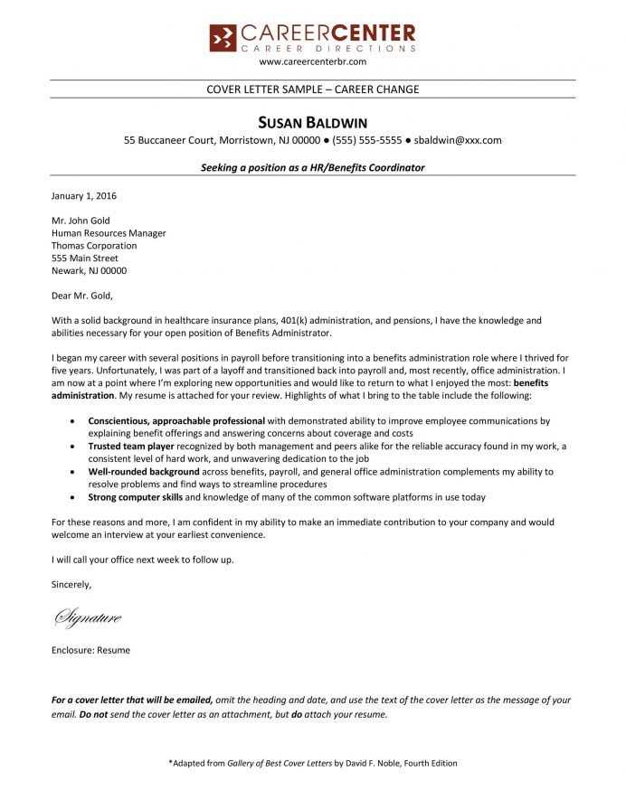 professional employment cover letter template