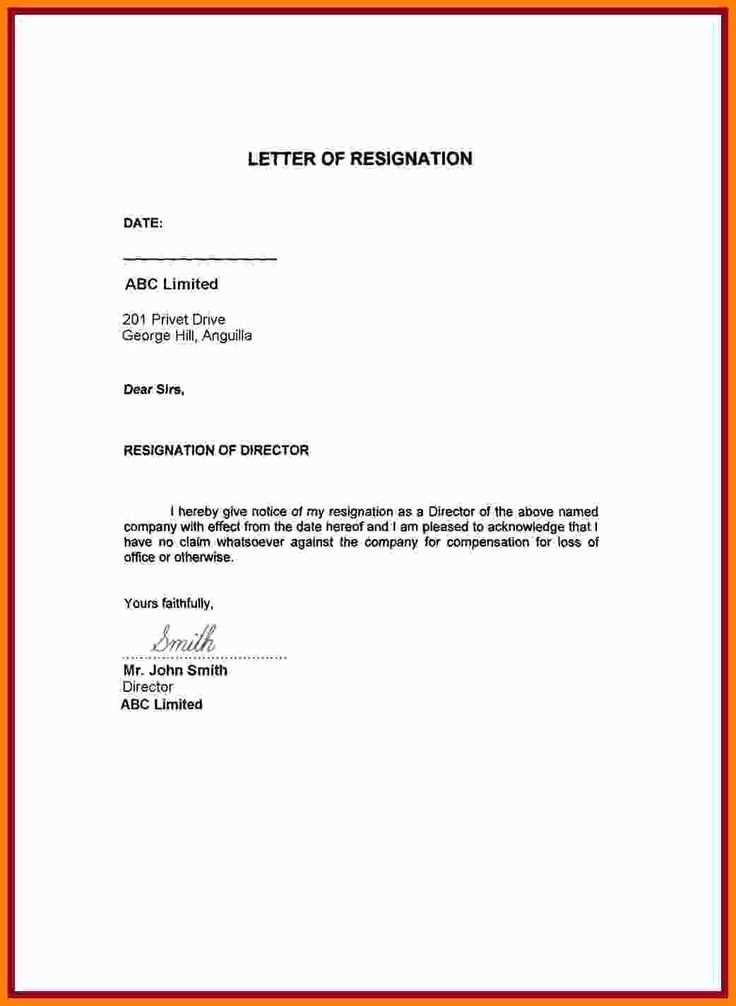 resignation letter immediate effect template