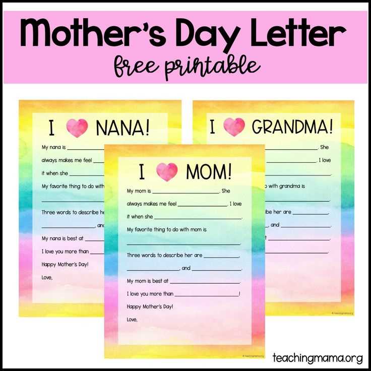 happy mothers day letter template