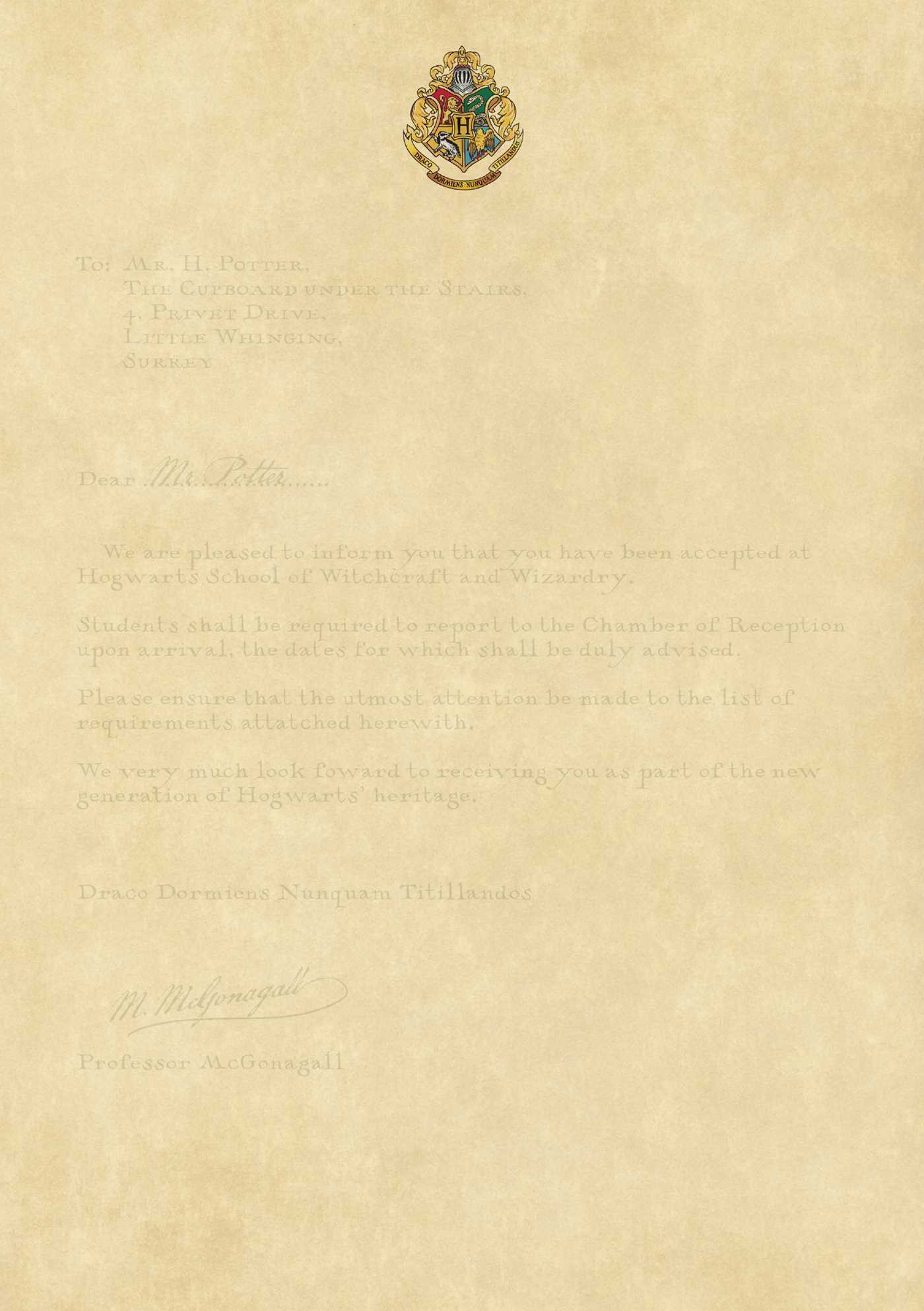 harry potter hogwarts letter template