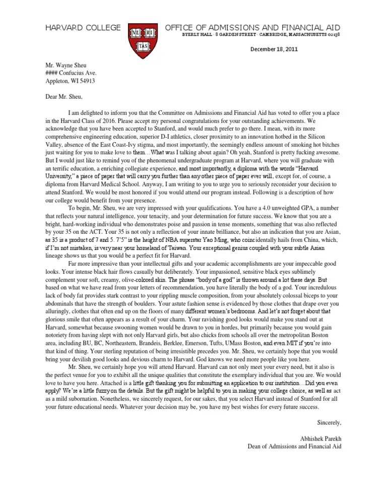 harvard cover letter template