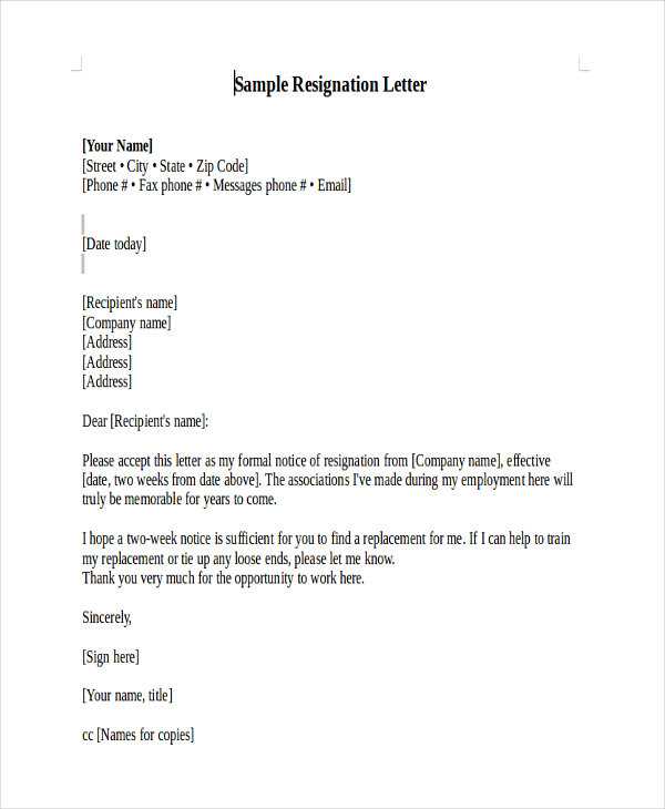 heartfelt resignation letter template