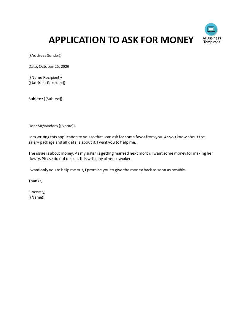 template letter asking for money owed