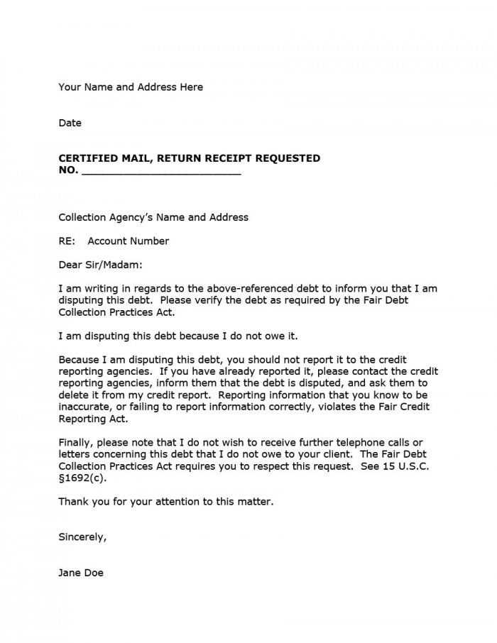 credit reporting agency dispute letter template