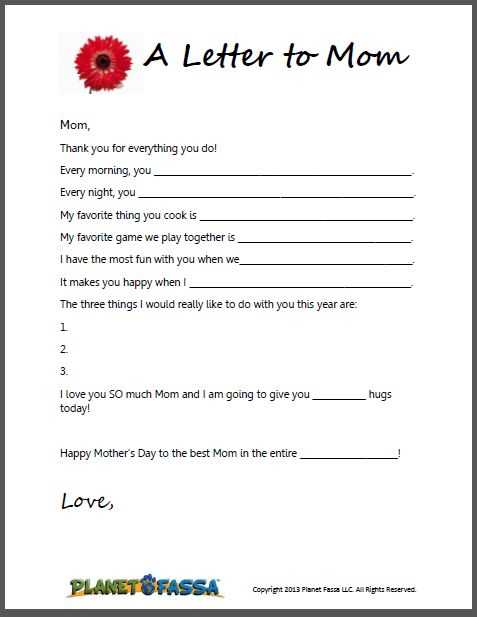 mothers day letter template