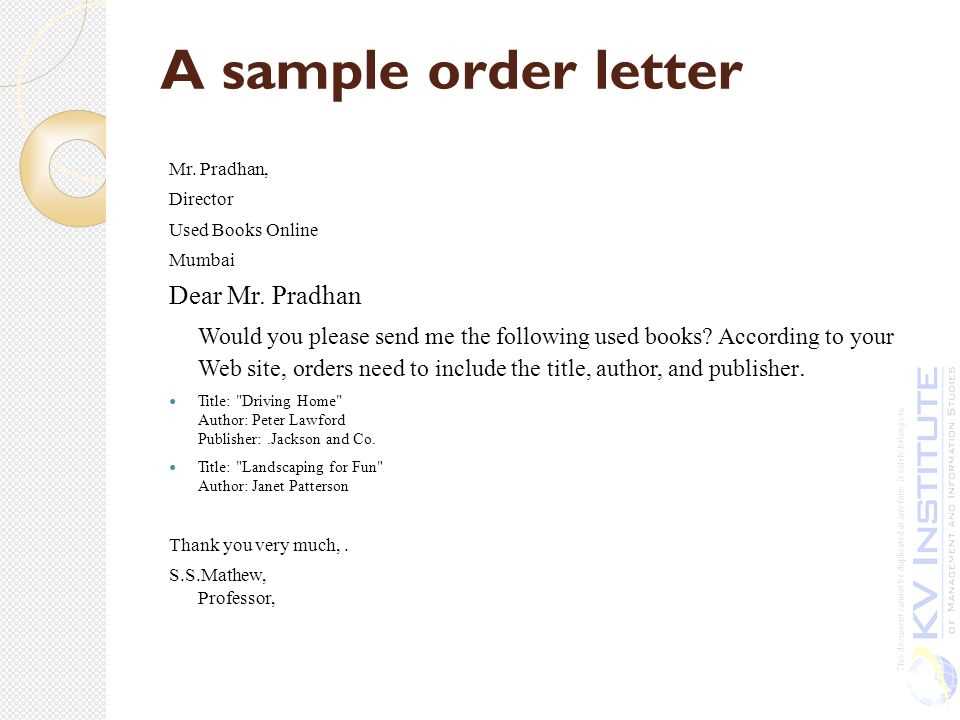 order letter template