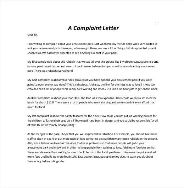 how to write a complaint letter template