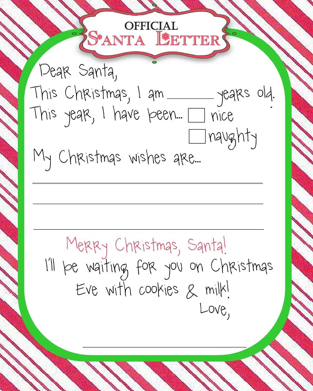 how to write a letter to santa template