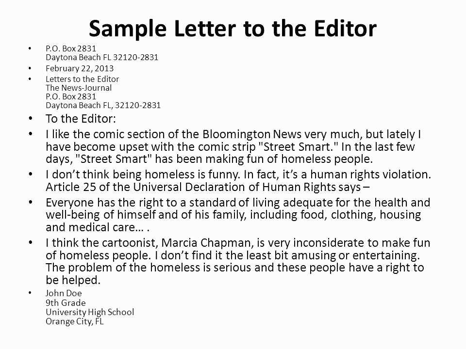 how to write a letter to the editor template