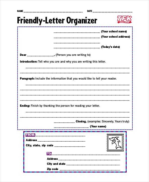 letter writing template for students