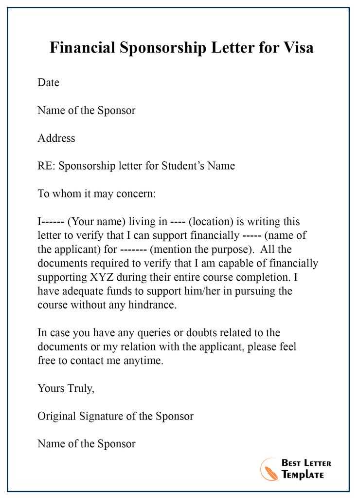 visa support letter template