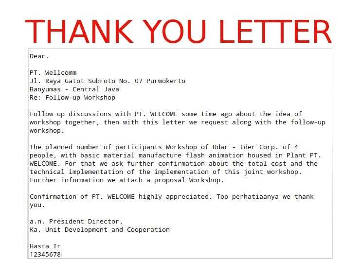 corporate thank you letter template