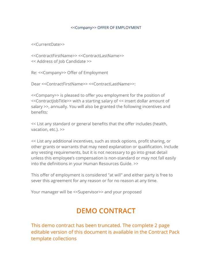 contract offer letter template