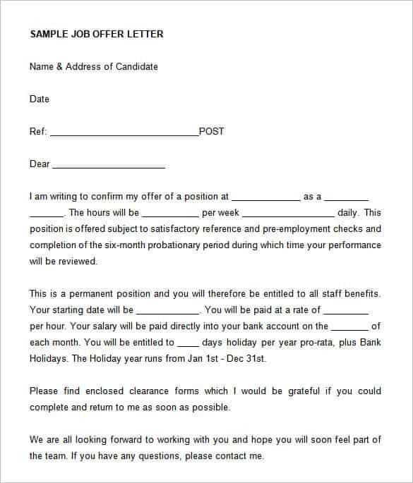 investment offer letter template
