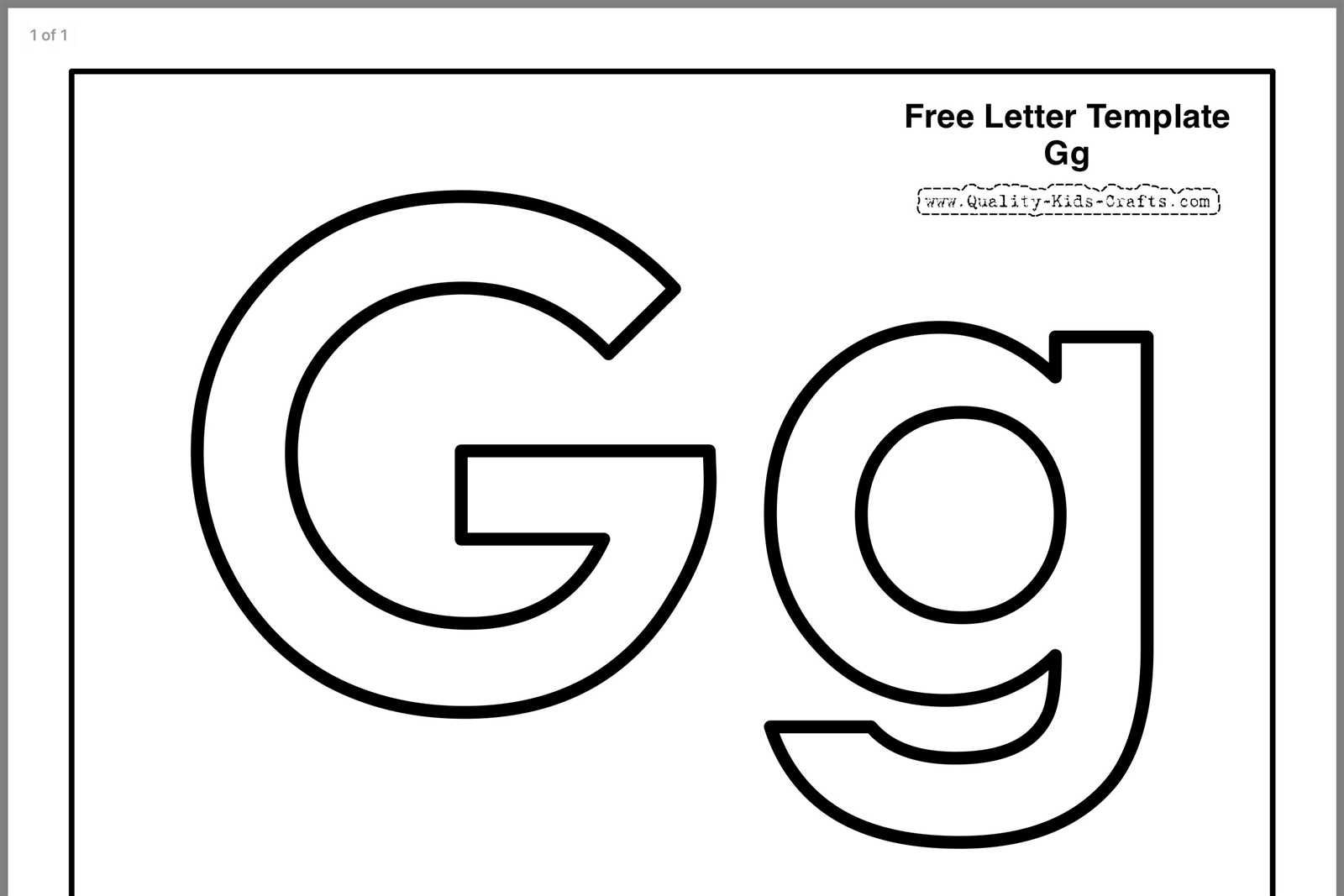 letter g template free printable