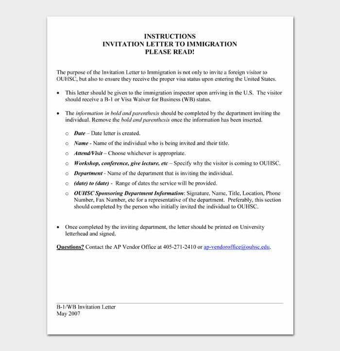 immigration canada invitation letter template