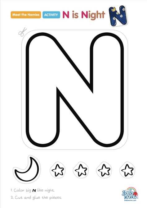 letter n template free printable