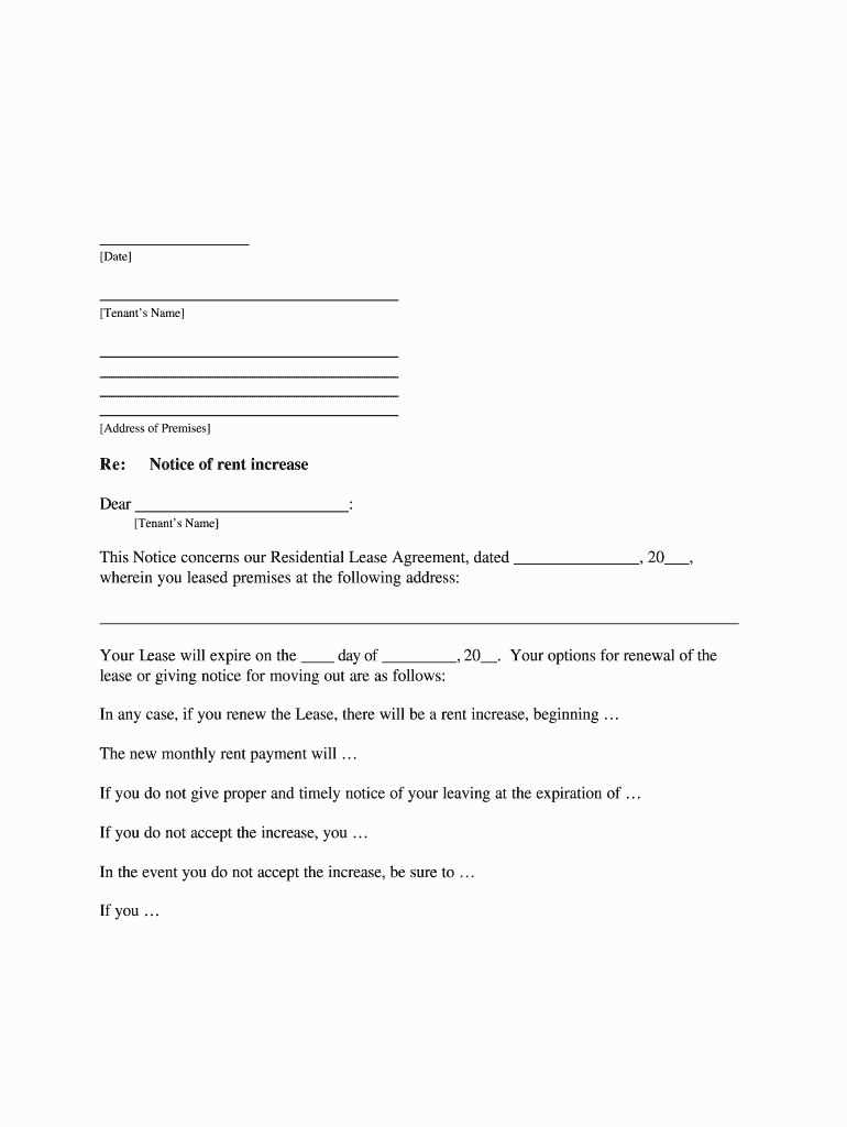 increase rent letter template