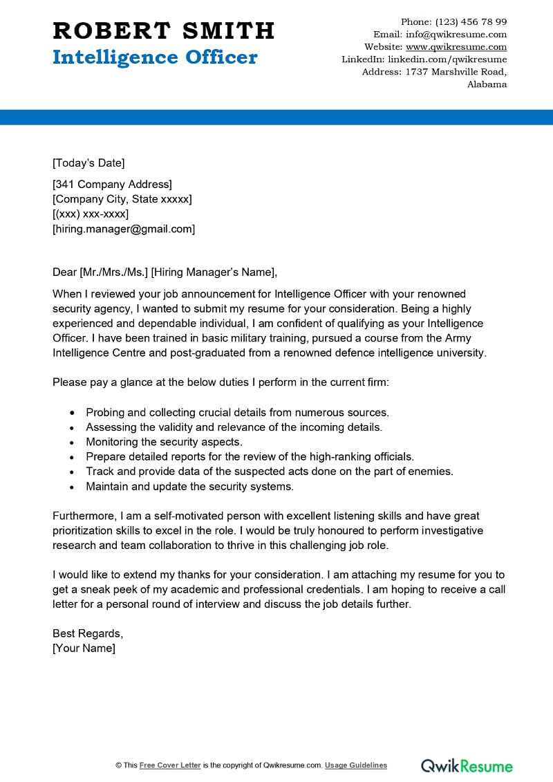 intelligence analyst cover letter template