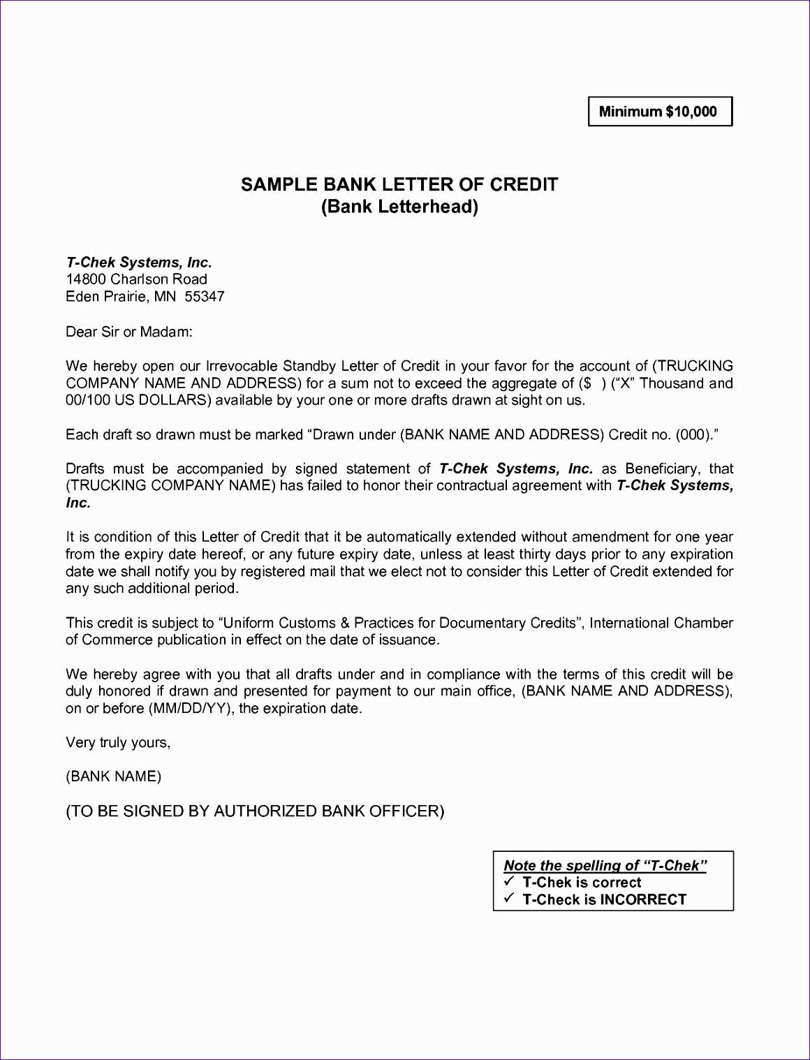 international letter of credit template