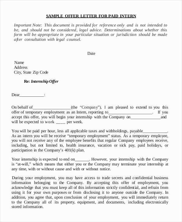 internship letter template word