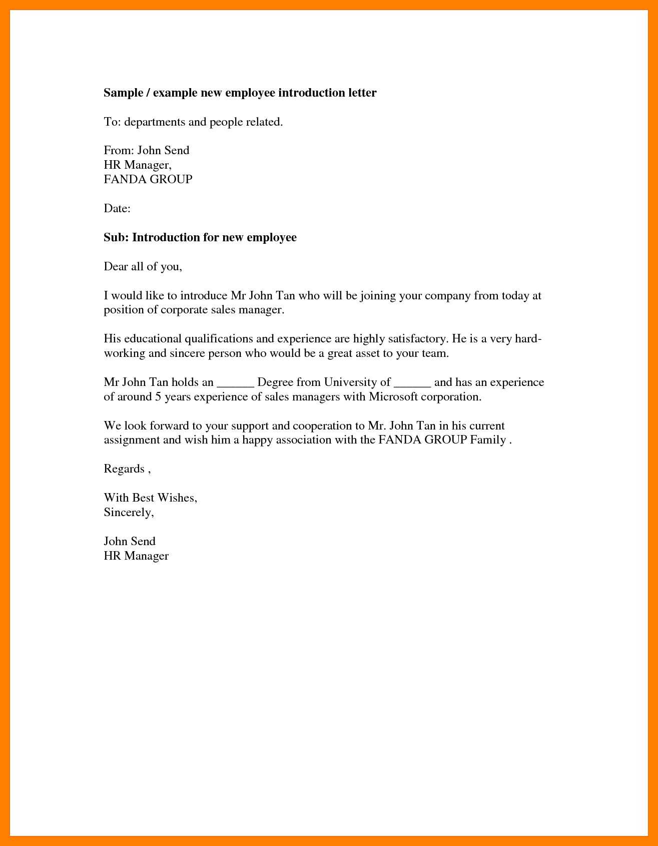 introduction of services letter template