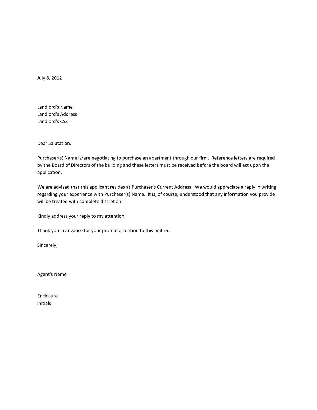 character reference letter for apartment rental template