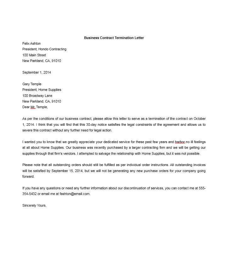 termination of services letter template to client