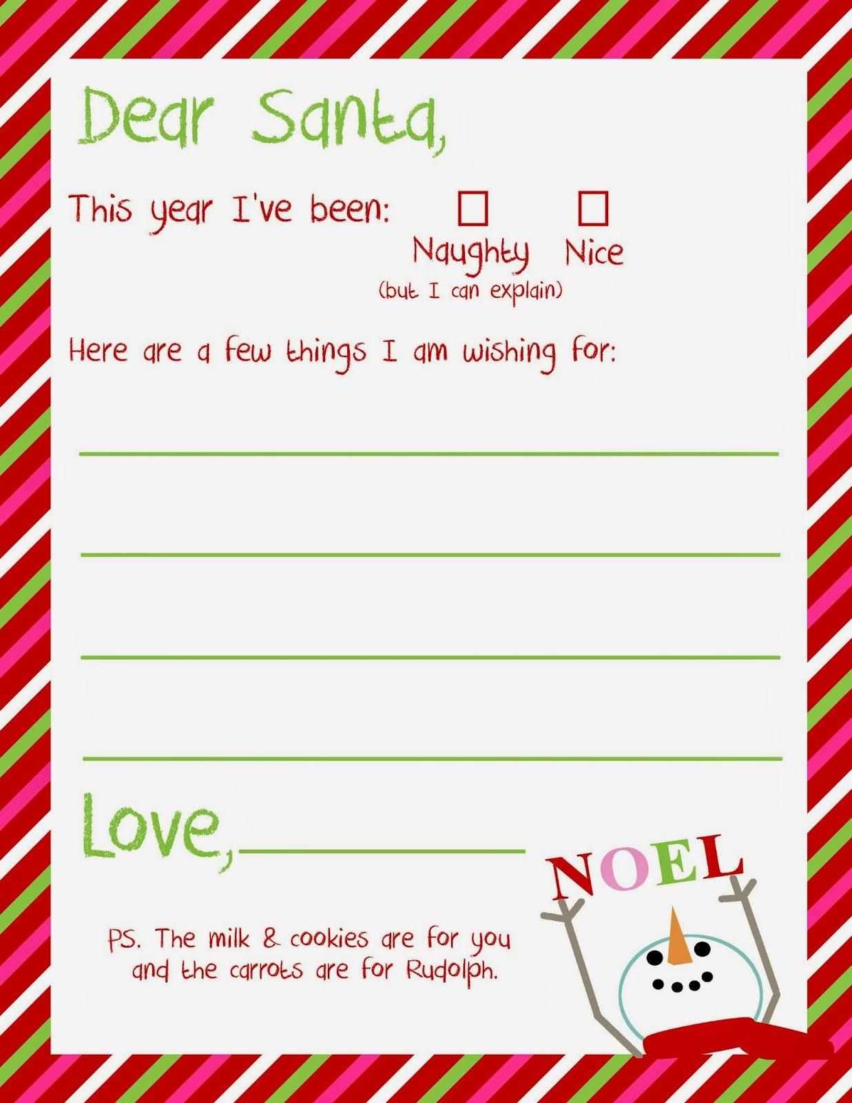 preschool letter to santa template