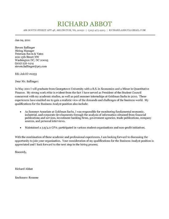 cover letter template college student