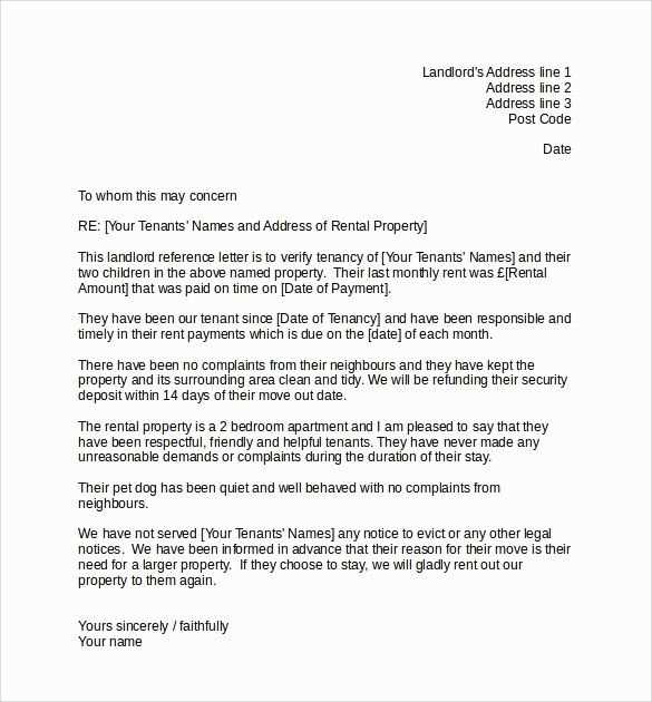 landlord reference letter template uk