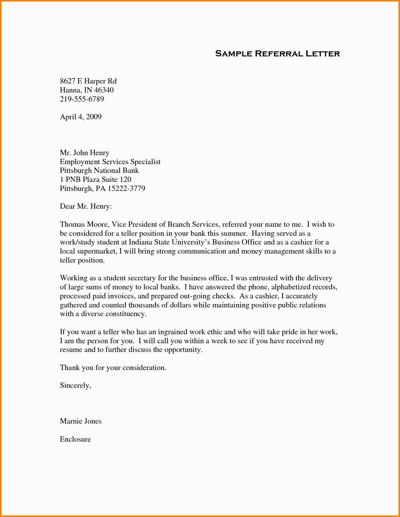 referral letter template medical