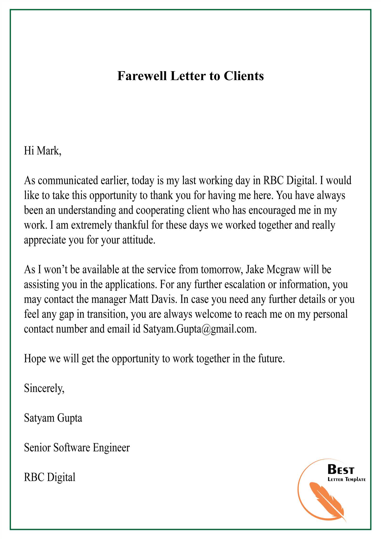 welcome letter to client template