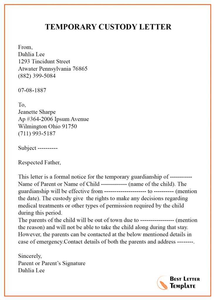 custody letter template