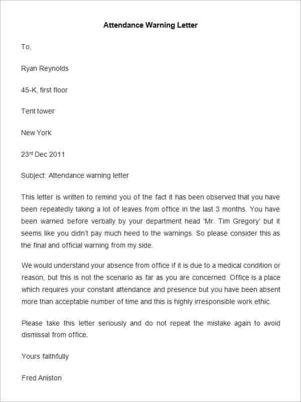 reprimand letter template